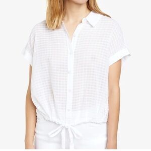Sanctuary Women's Borrego Tie Front Blouse White Size Small